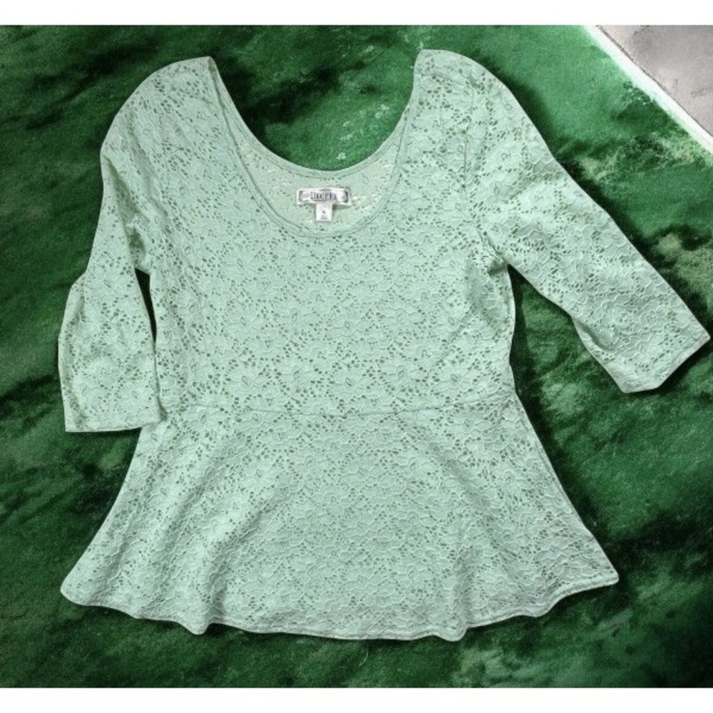 Sheer Babydoll Top Sz XL‎ Pastel Pistachio Green Lace Boho Coquette Fairy Decree
